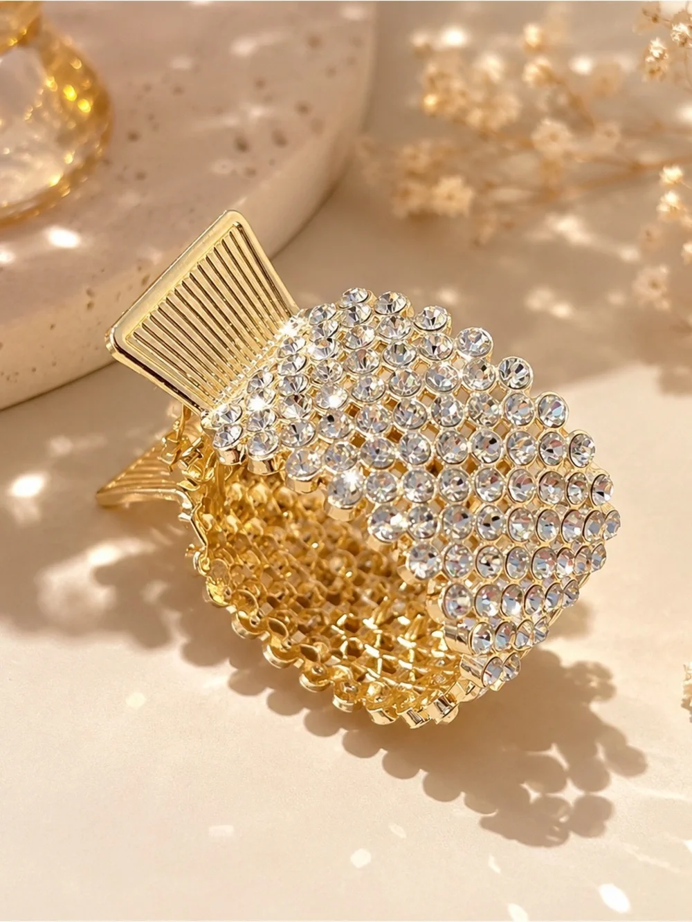 Gold Crystal Hair Claw Clip